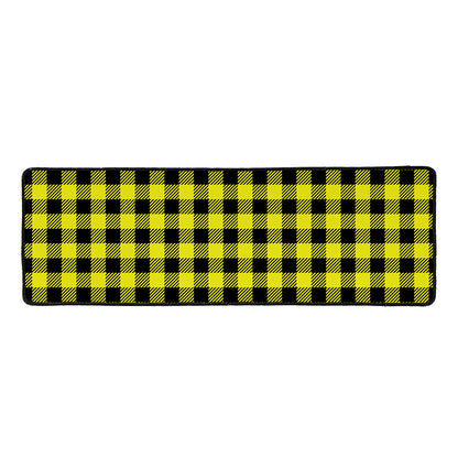 Yellow Buffalo Plaid Print Long Kitchen Mat