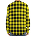 Yellow Buffalo Plaid Print Long Sleeve Baseball Jersey