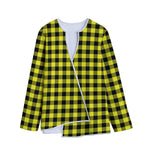 Yellow Buffalo Plaid Print Long Sleeve Short Coat