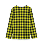 Yellow Buffalo Plaid Print Long Sleeve Short Coat