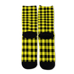 Yellow Buffalo Plaid Print Long Socks