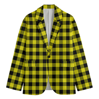 Yellow Buffalo Plaid Print Men's Blazer
