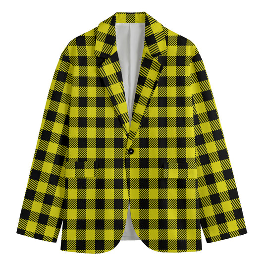 Yellow Buffalo Plaid Print Men's Blazer