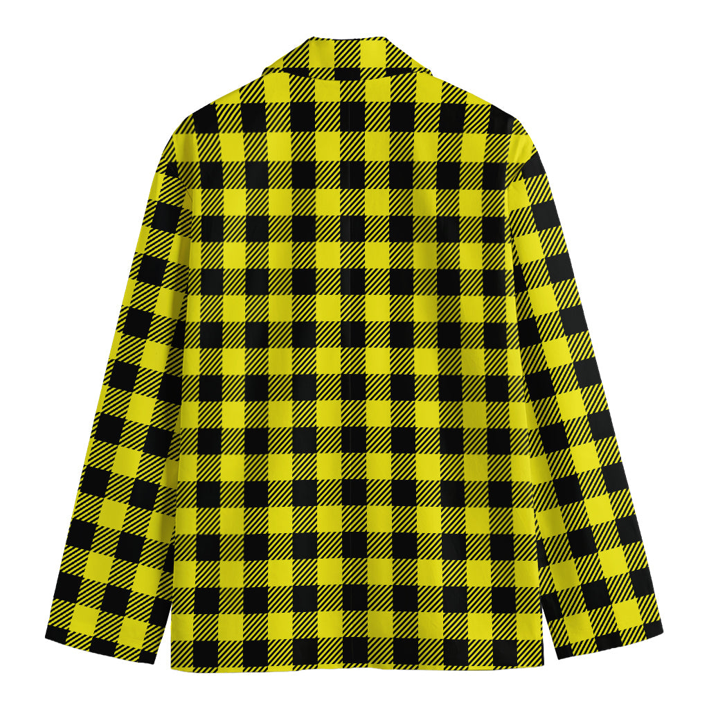 Yellow Buffalo Plaid Print Men's Blazer