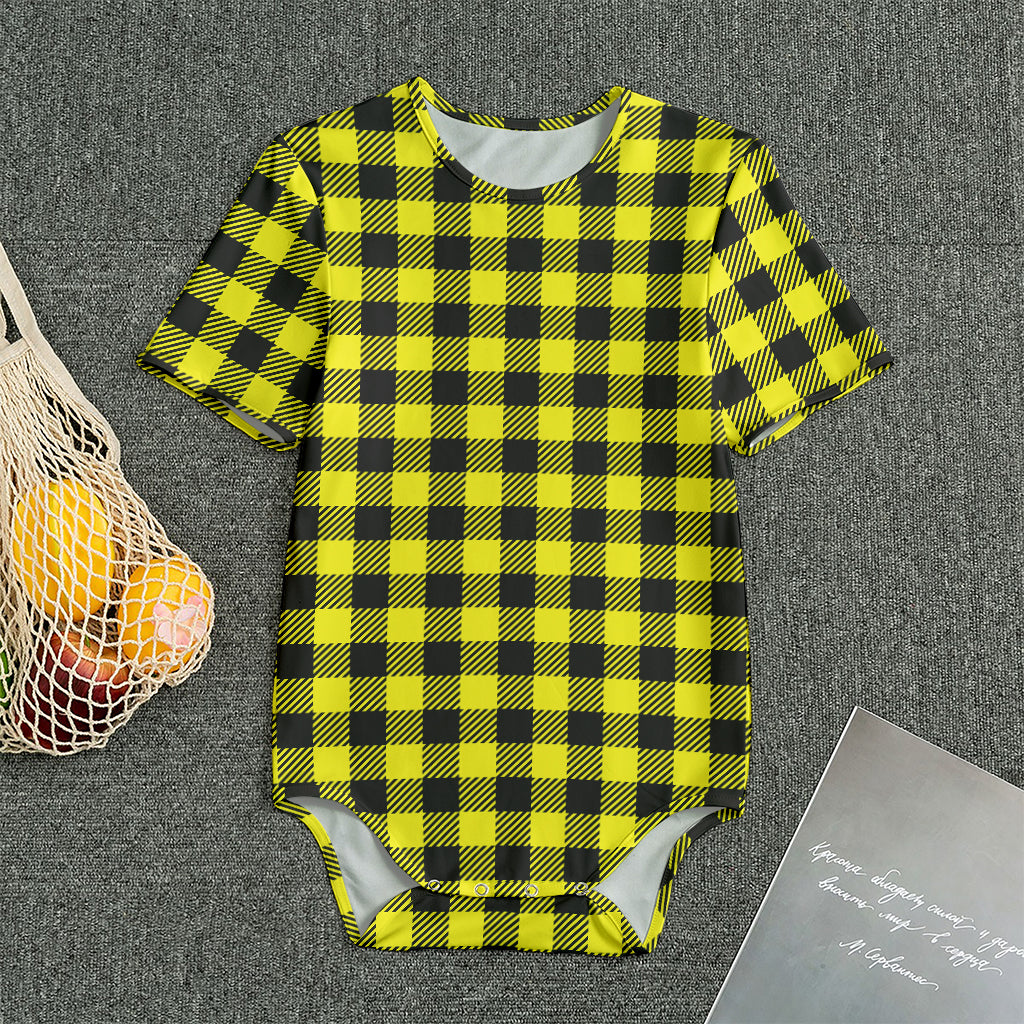 Yellow Buffalo Plaid Print Men's Bodysuit