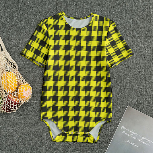 Yellow Buffalo Plaid Print Men's Bodysuit