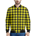 Yellow Buffalo Plaid Print Men's Bomber Jacket