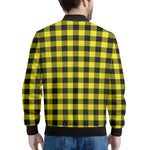 Yellow Buffalo Plaid Print Men's Bomber Jacket
