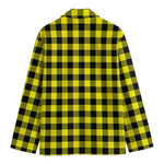 Yellow Buffalo Plaid Print Men's Cotton Blazer