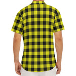 Yellow Buffalo Plaid Print Men's Deep V-Neck Shirt