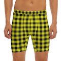 Yellow Buffalo Plaid Print Men's Long Boxer Briefs