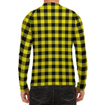 Yellow Buffalo Plaid Print Men's Long Sleeve Rash Guard