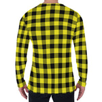 Yellow Buffalo Plaid Print Men's Long Sleeve T-Shirt