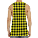 Yellow Buffalo Plaid Print Men's Muscle Tank Top
