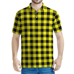 Yellow Buffalo Plaid Print Men's Polo Shirt