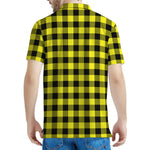 Yellow Buffalo Plaid Print Men's Polo Shirt