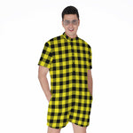Yellow Buffalo Plaid Print Men's Rompers