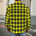 Yellow Buffalo Plaid Print Men's Shirt Jacket