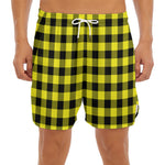 Yellow Buffalo Plaid Print Men's Split Running Shorts