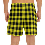 Yellow Buffalo Plaid Print Men's Split Running Shorts