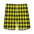 Yellow Buffalo Plaid Print Men's Athletic Shorts
