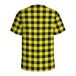 Yellow Buffalo Plaid Print Men's Sports T-Shirt