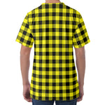 Yellow Buffalo Plaid Print Men's Velvet T-Shirt