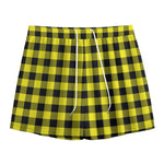 Yellow Buffalo Plaid Print Mesh Shorts