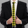 Yellow Buffalo Plaid Print Necktie