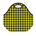 Yellow Buffalo Plaid Print Neoprene Lunch Bag