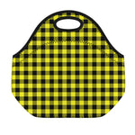 Yellow Buffalo Plaid Print Neoprene Lunch Bag