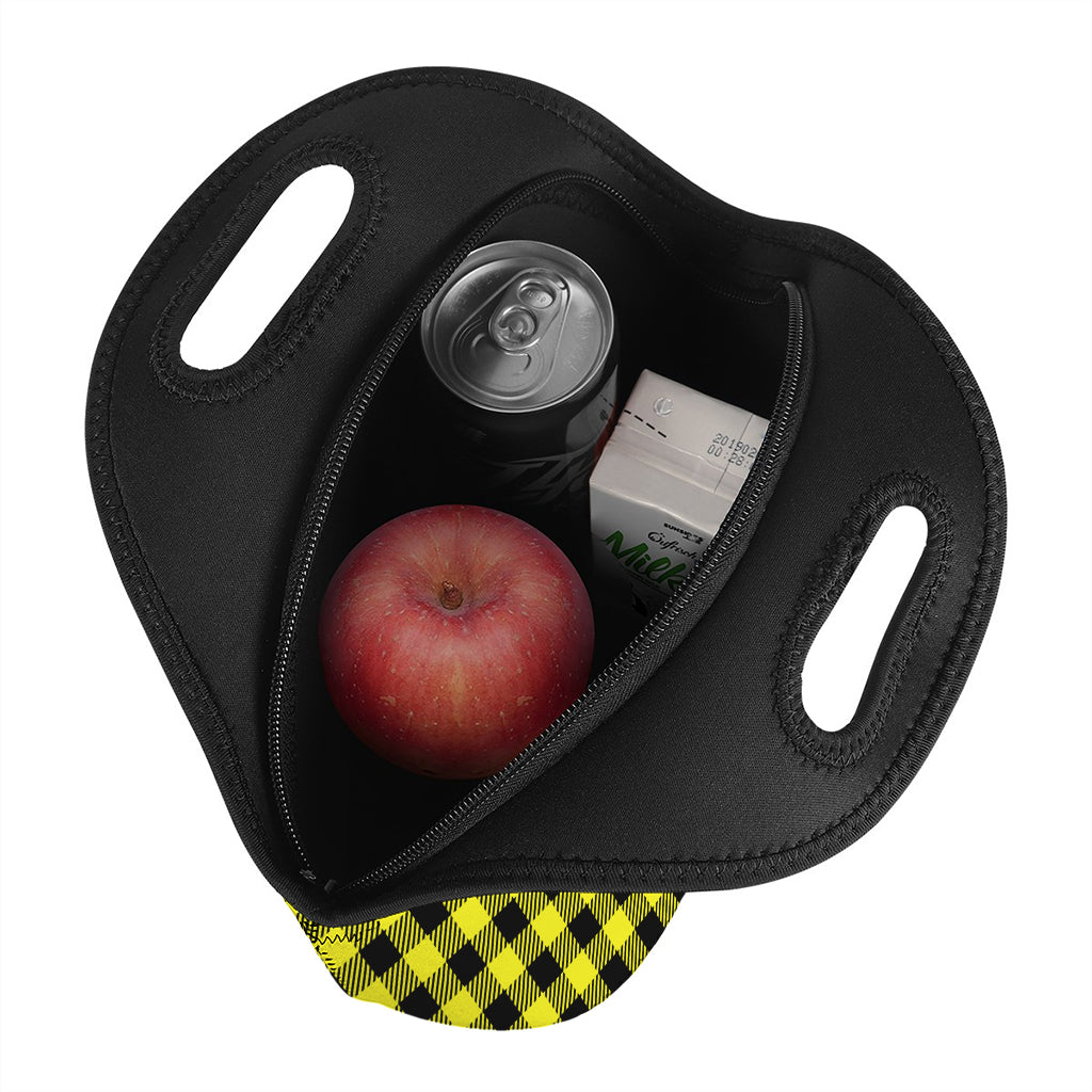 Yellow Buffalo Plaid Print Neoprene Lunch Bag