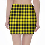 Yellow Buffalo Plaid Print Pencil Mini Skirt