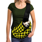 Yellow Buffalo Plaid Print Pet Sling Carrier