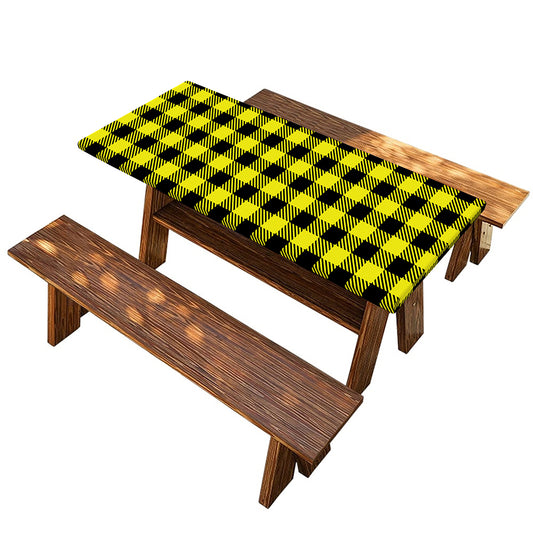 Yellow Buffalo Plaid Print Picnic Table Cover