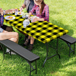 Yellow Buffalo Plaid Print Picnic Table Cover