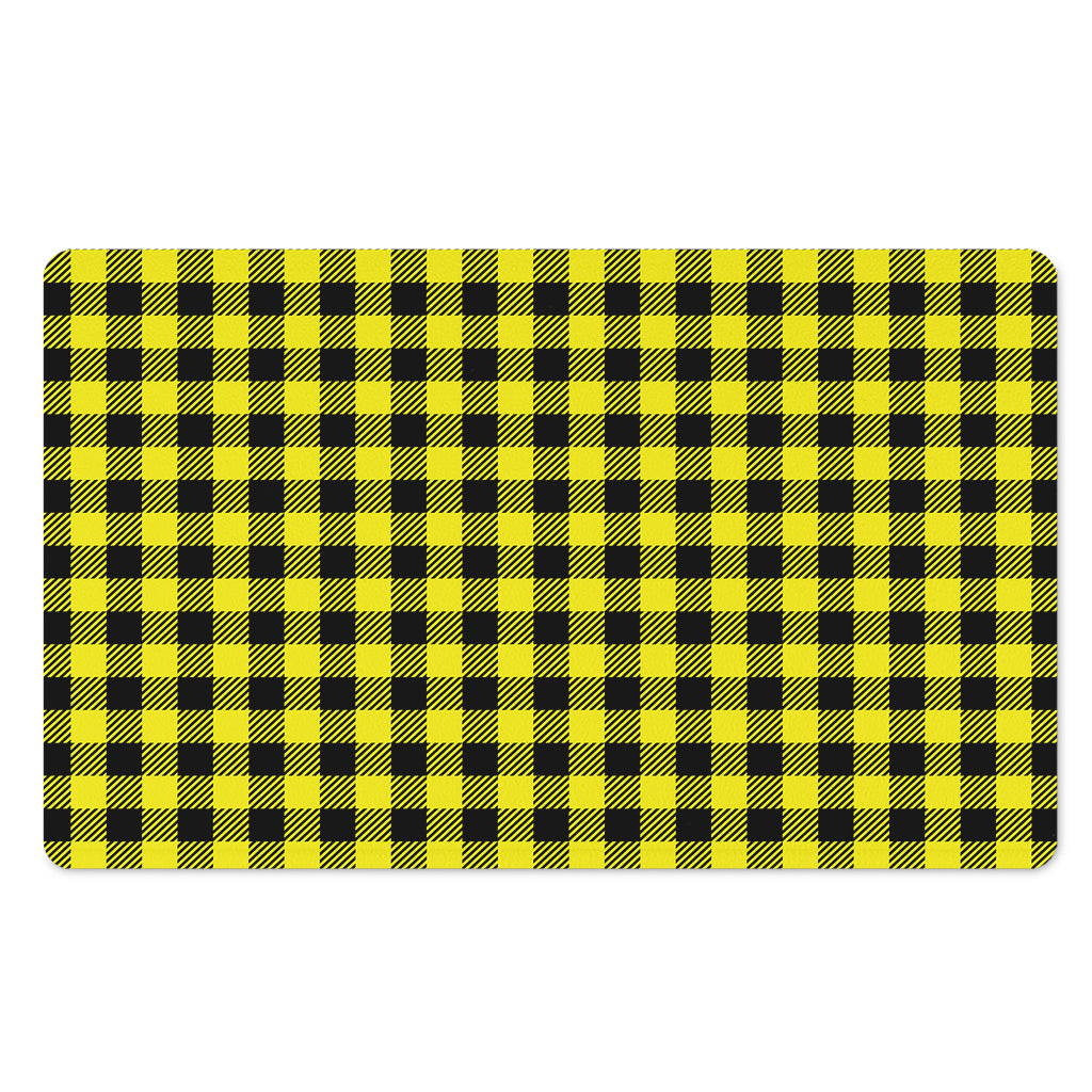 Yellow Buffalo Plaid Print Polyester Doormat