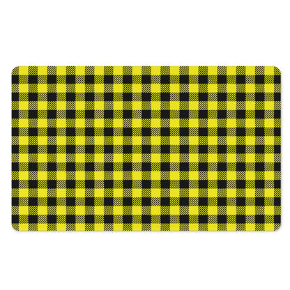 Yellow Buffalo Plaid Print Polyester Doormat