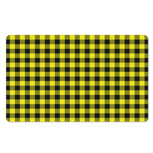 Yellow Buffalo Plaid Print Polyester Doormat