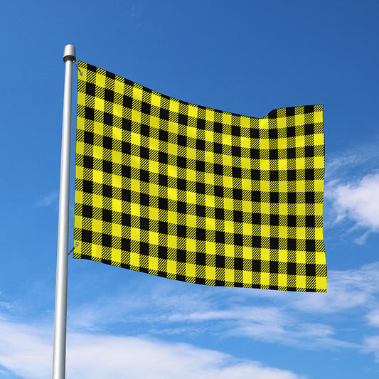 Yellow Buffalo Plaid Print Polyester Flag