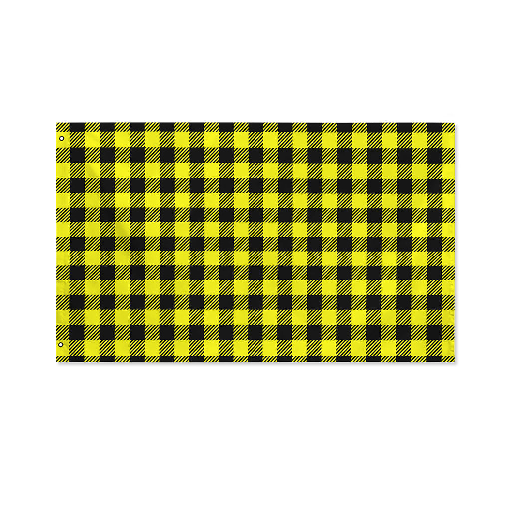 Yellow Buffalo Plaid Print Polyester Flag