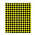 Yellow Buffalo Plaid Print Polyester Shower Curtain