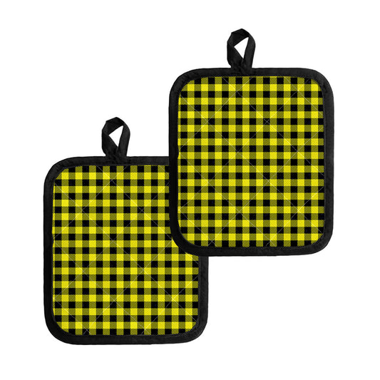 Yellow Buffalo Plaid Print Pot Holders