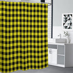 Yellow Buffalo Plaid Print Premium Shower Curtain