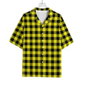 Yellow Buffalo Plaid Print Rayon Hawaiian Shirt