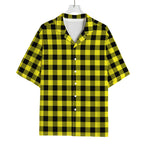Yellow Buffalo Plaid Print Rayon Hawaiian Shirt