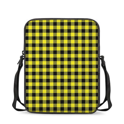 Yellow Buffalo Plaid Print Rectangular Crossbody Bag