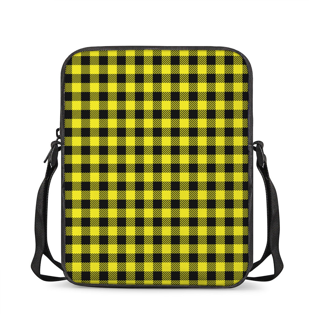 Yellow Buffalo Plaid Print Rectangular Crossbody Bag