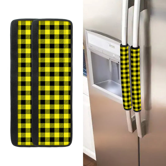 Yellow Buffalo Plaid Print Refrigerator Handle Covers