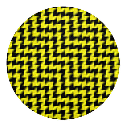 Yellow Buffalo Plaid Print Round Blanket